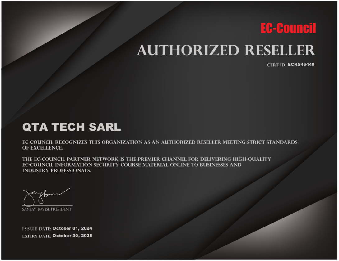 QTA TECH becomes an authorized reseller of EC-Council, a global leader in cybersecurity.